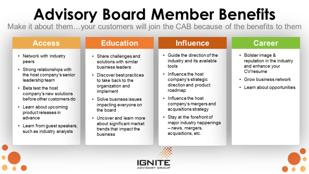 Customer Advisory Board Member Benefits