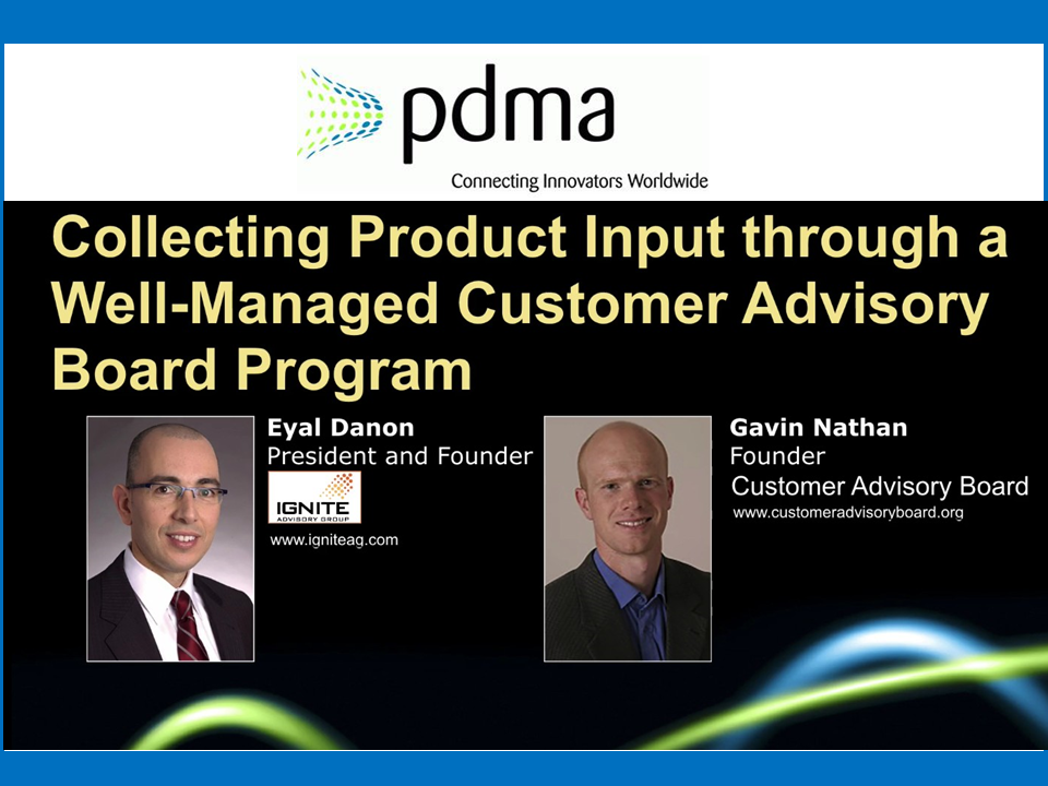 Customer Advisory Board Webinar hosted by PDMA