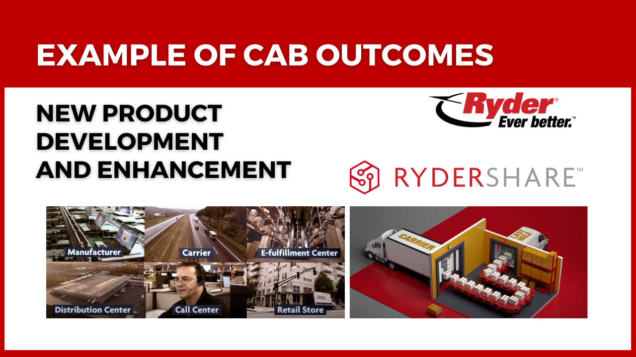 Ryder Customer Advisory Board New Product Development Customer Advisory Board Impact: Ryder New Product Development