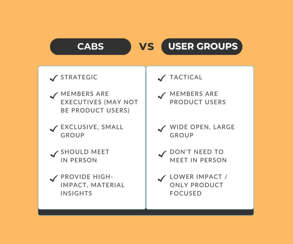 Customer Advisory Boards vs User Groups